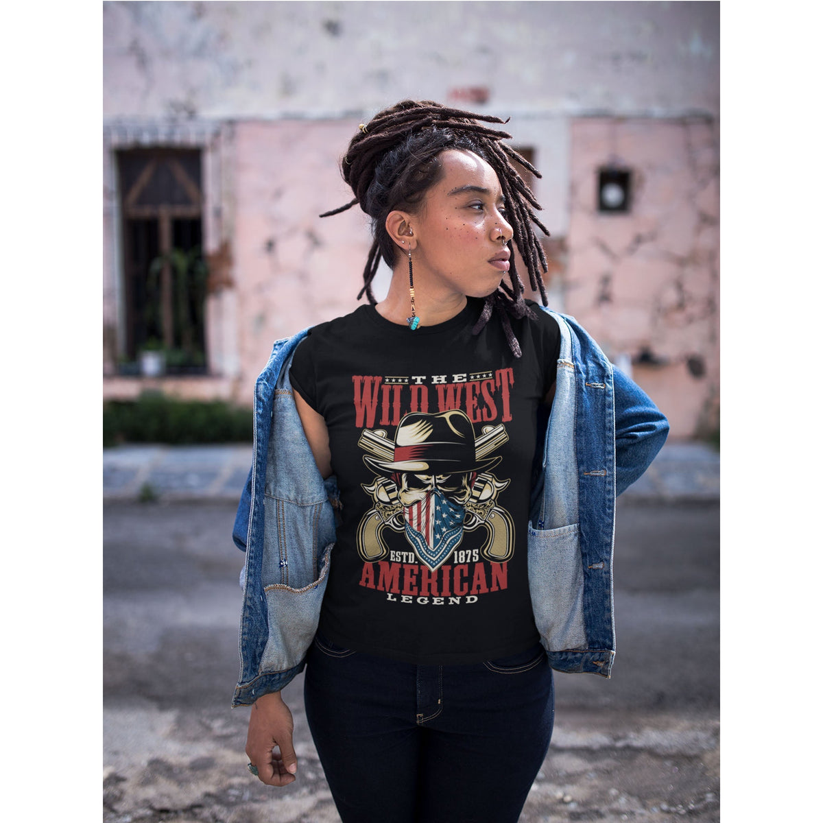 T-Shirt Leggenda del Selvaggio West – Teschio Cowboy Vintage