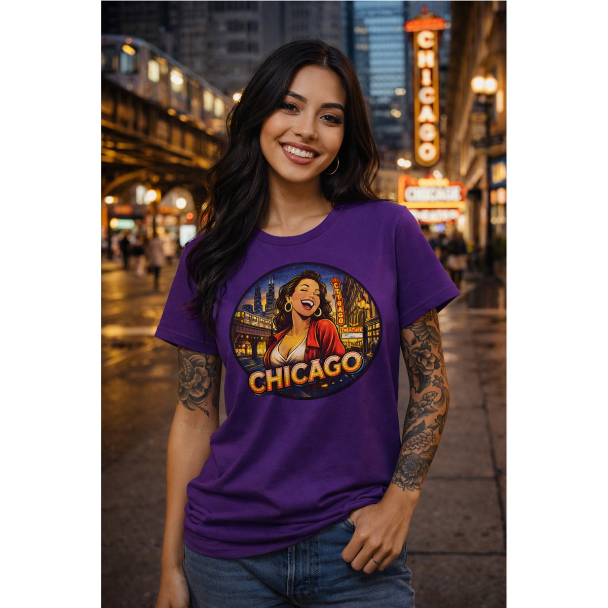 T-Shirt Skyline di Chicago – Design Città Vintage