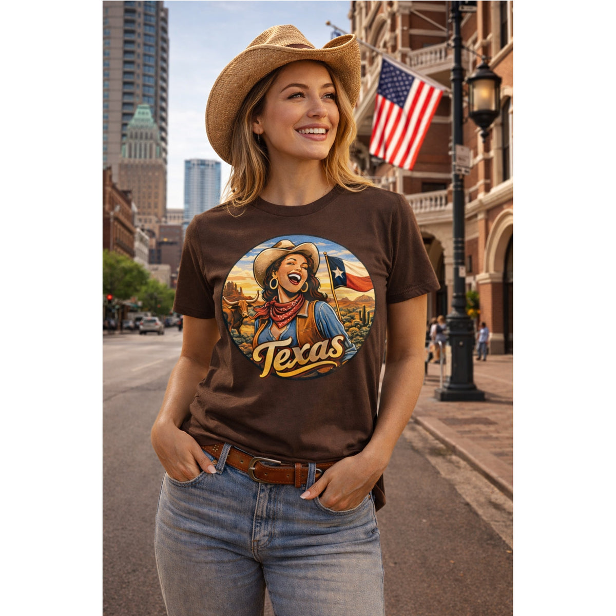 T-Shirt Cowgirl Texas – Design Western Vintage