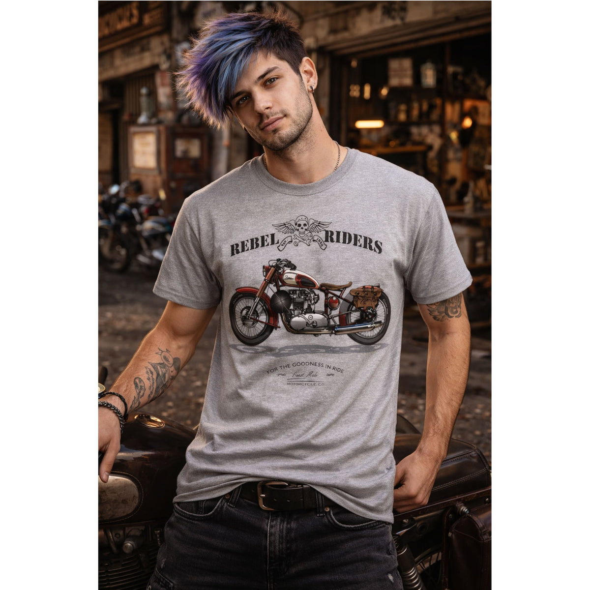 T-Shirt Rebel Riders – Design Moto Biker Vintage
