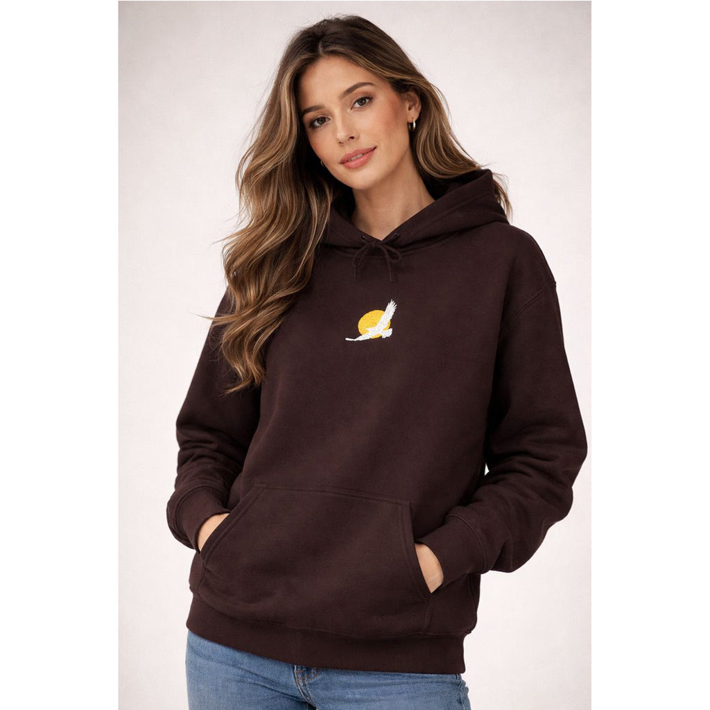 Embroidered Eagle Sun Minimal Hoodie – MALUX