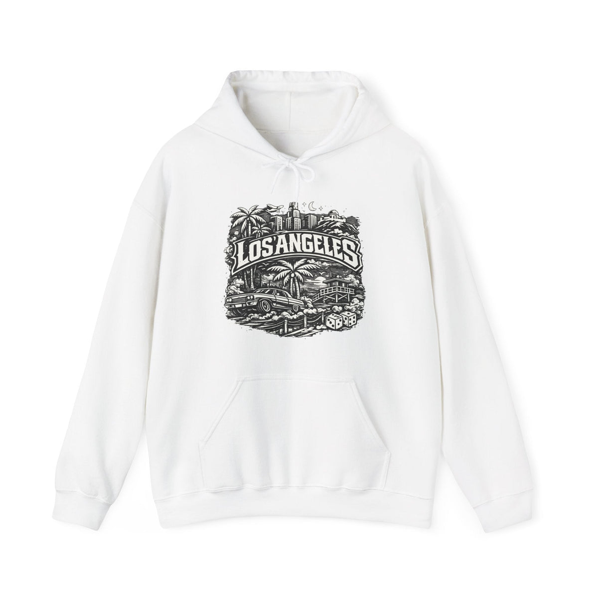 Los Angeles Vintage Skyline Hoodie Retro Palm Tree Cityscape Hoodie – MALUX