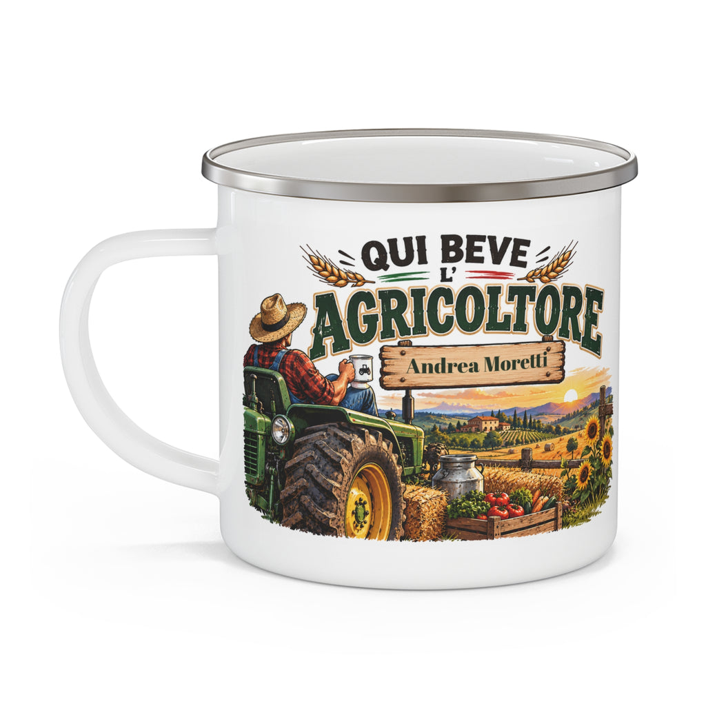 Tazza da Campeggio Personalizzata con Nome – Qui Beve l’Agricoltore