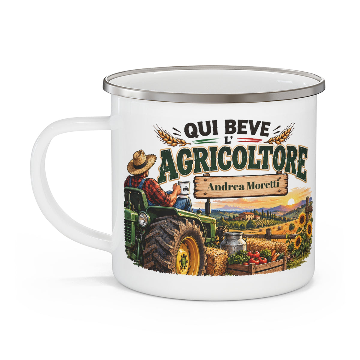 Tazza da Campeggio Personalizzata con Nome – Qui Beve l’Agricoltore