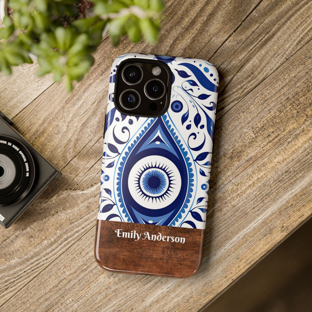Personalizzata Blaue Fliesen Cover per smartphone con nomen – Mediterranes fioridesign