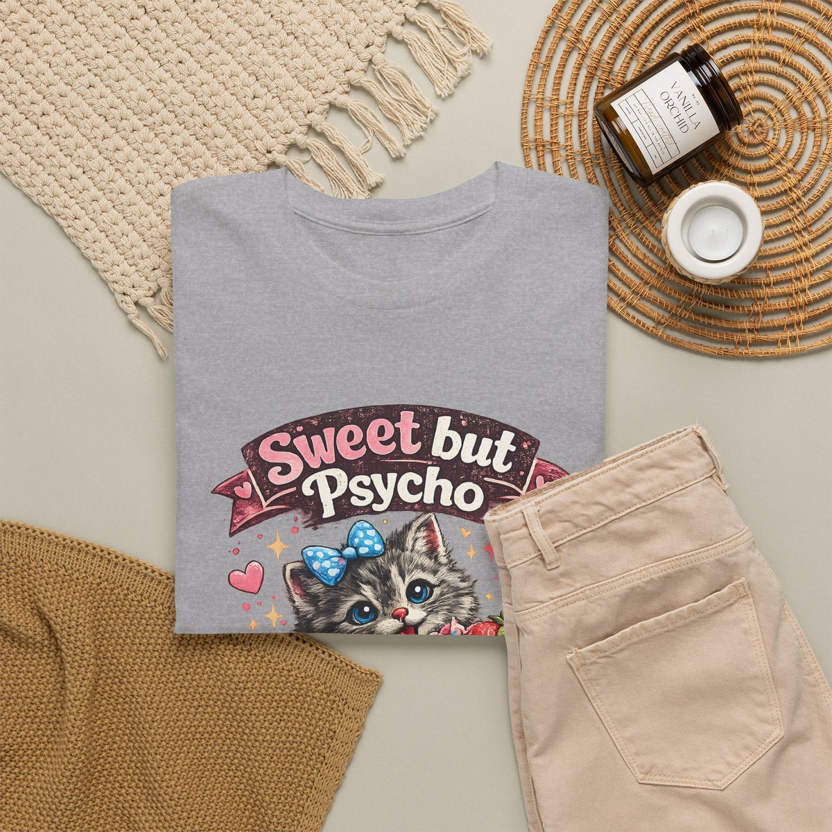 T-Shirt Dolce ma Pazzo – Gatto Kawaii Divertente