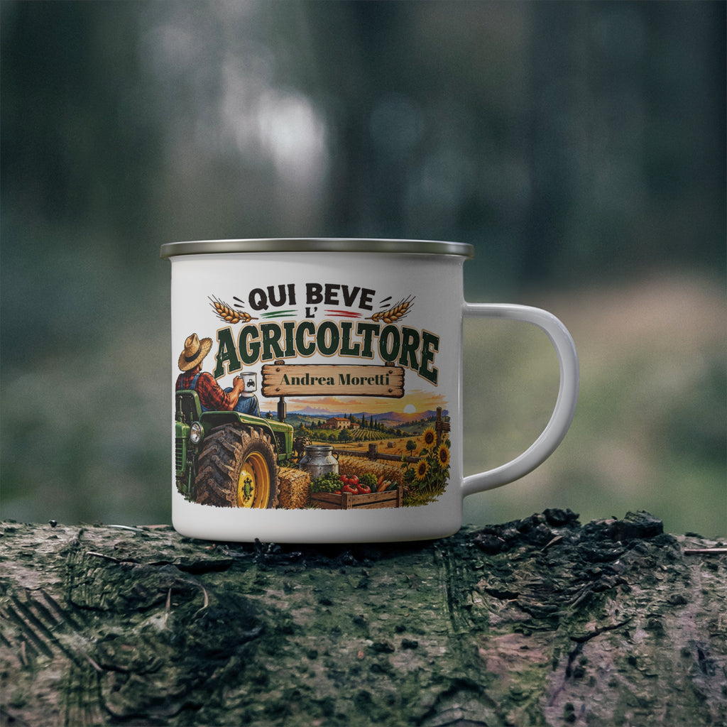 Tazza da Campeggio Personalizzata con Nome – Qui Beve l’Agricoltore