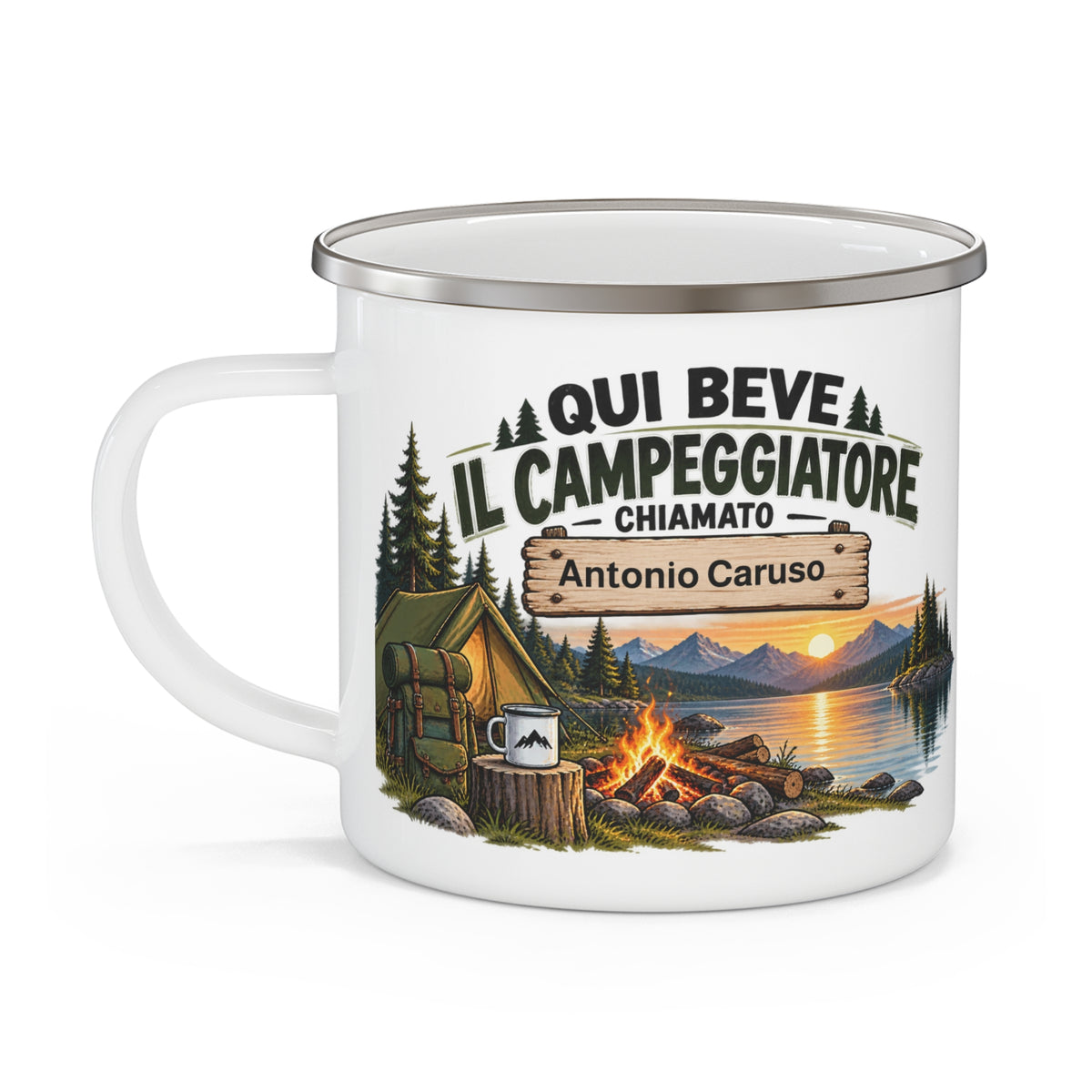 Tazza da Campeggio Personalizzata con Nome – Qui Beve il Campeggiatore
