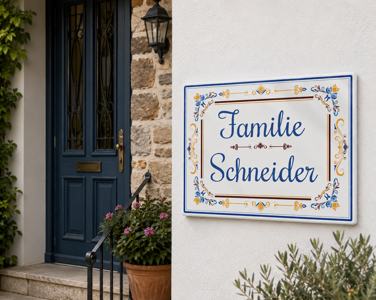 Personalizzato Targa per casa aus Keramik 20×25 cm – Klassisch – S6