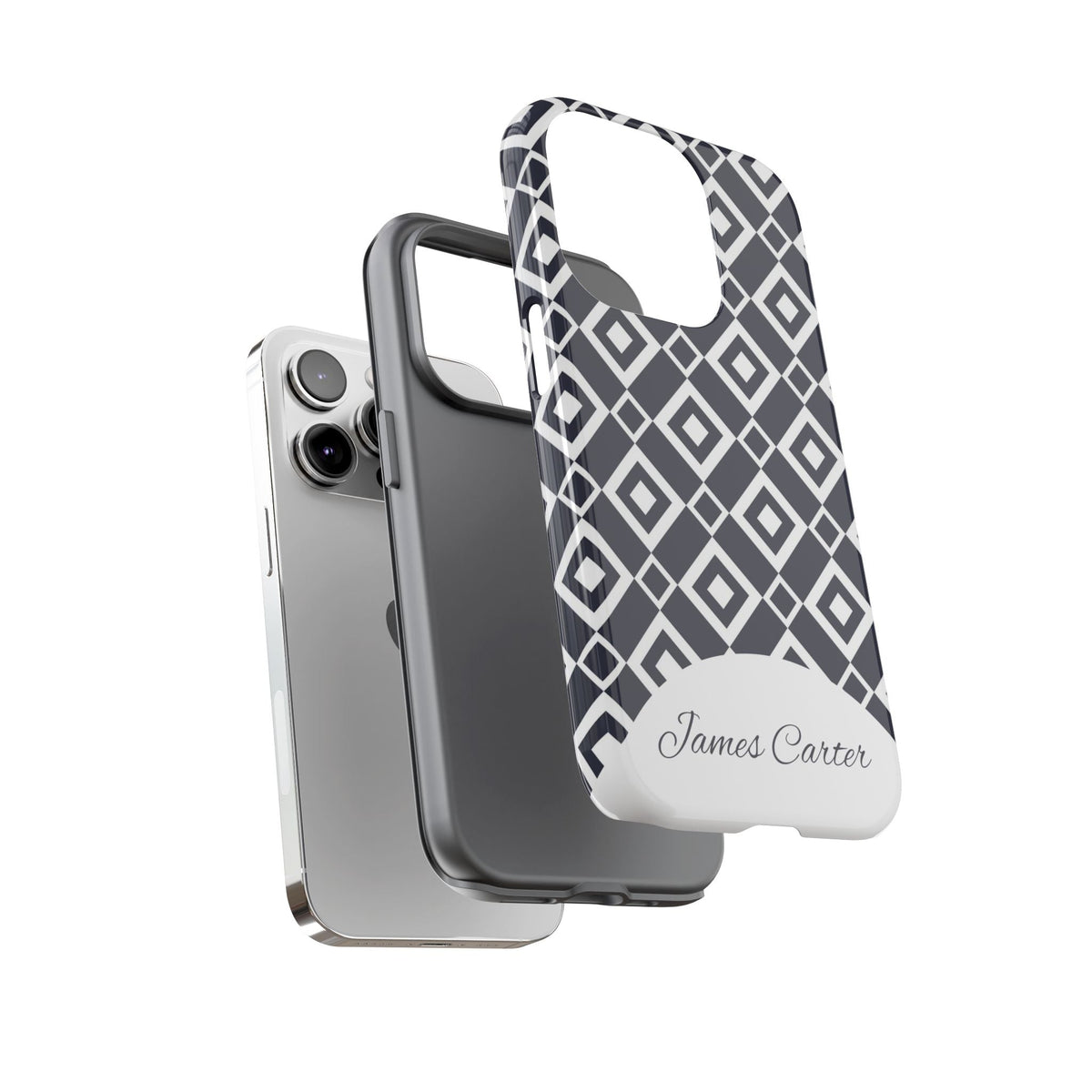 Personalizzata Geometrisch Cover per smartphone con nomen – Cover robusta in Nero & Bianco