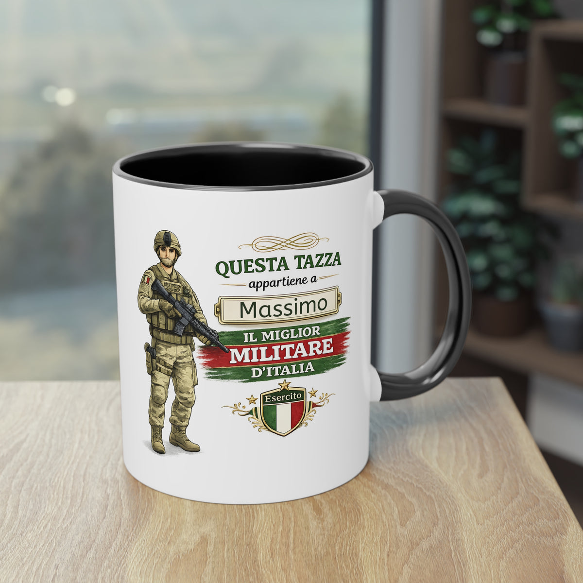 Tazza Militare Italiana Personalizzata 330 ml – Tazza Soldato con Nome e Bandiera Italiana | Regalo per Militare e Veterano