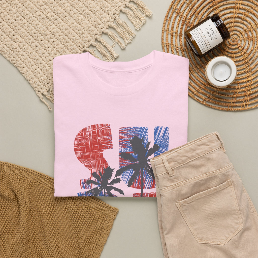 T-Shirt California Surf – Tavola da Surf e Palme Retrò