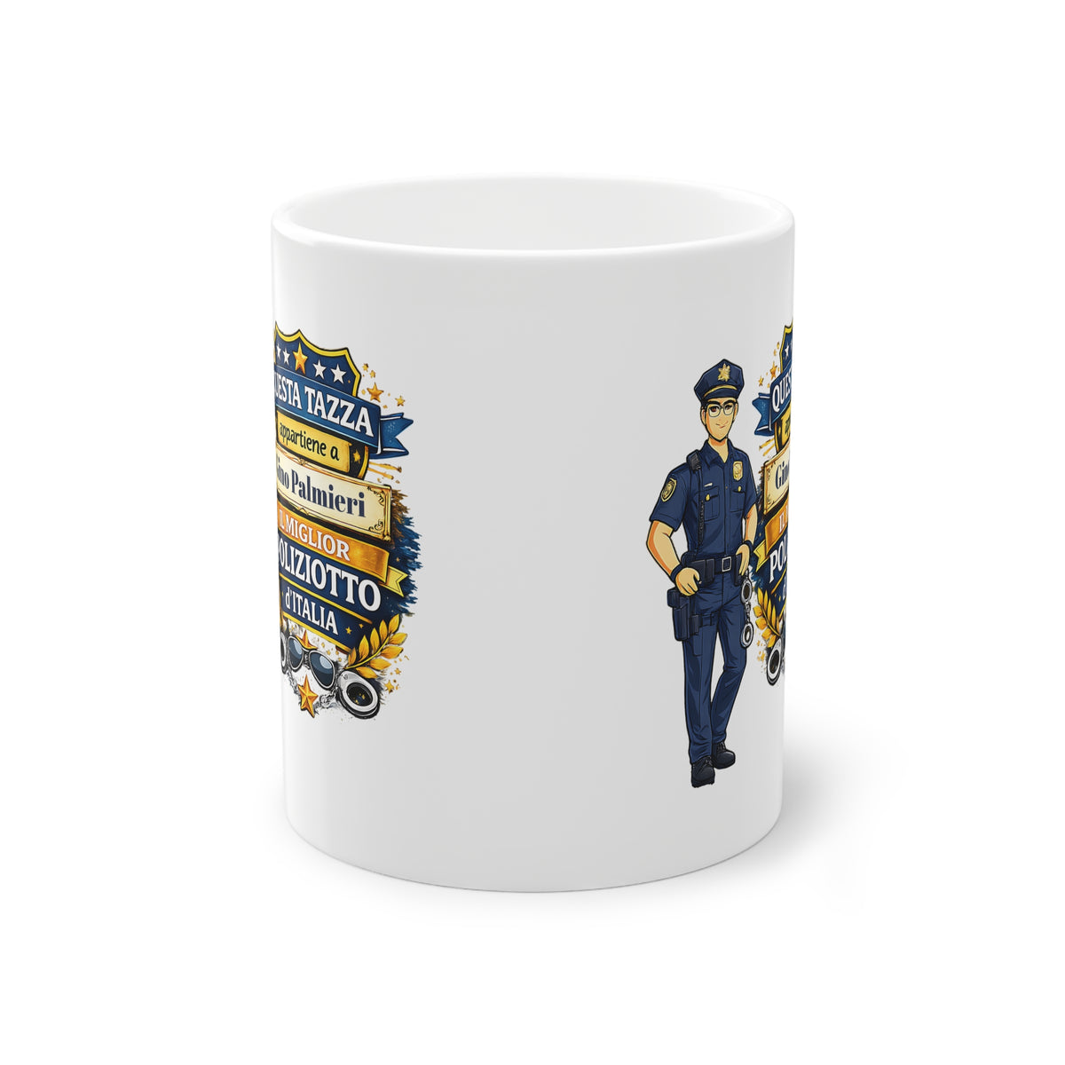 Tazza Personalizzata per Poliziotto 330 ml – “Questa Tazza Appartiene a [Nome], il Miglior Poliziotto d’Italia” | Regalo per Poliziotto