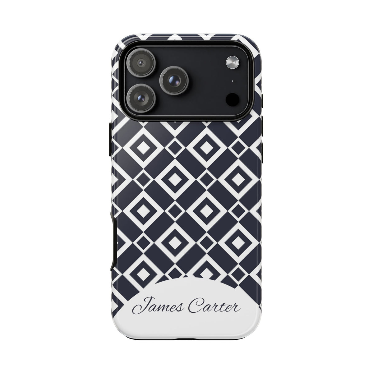 Personalizzata Geometrisch Cover per smartphone con nomen – Cover robusta in Nero & Bianco