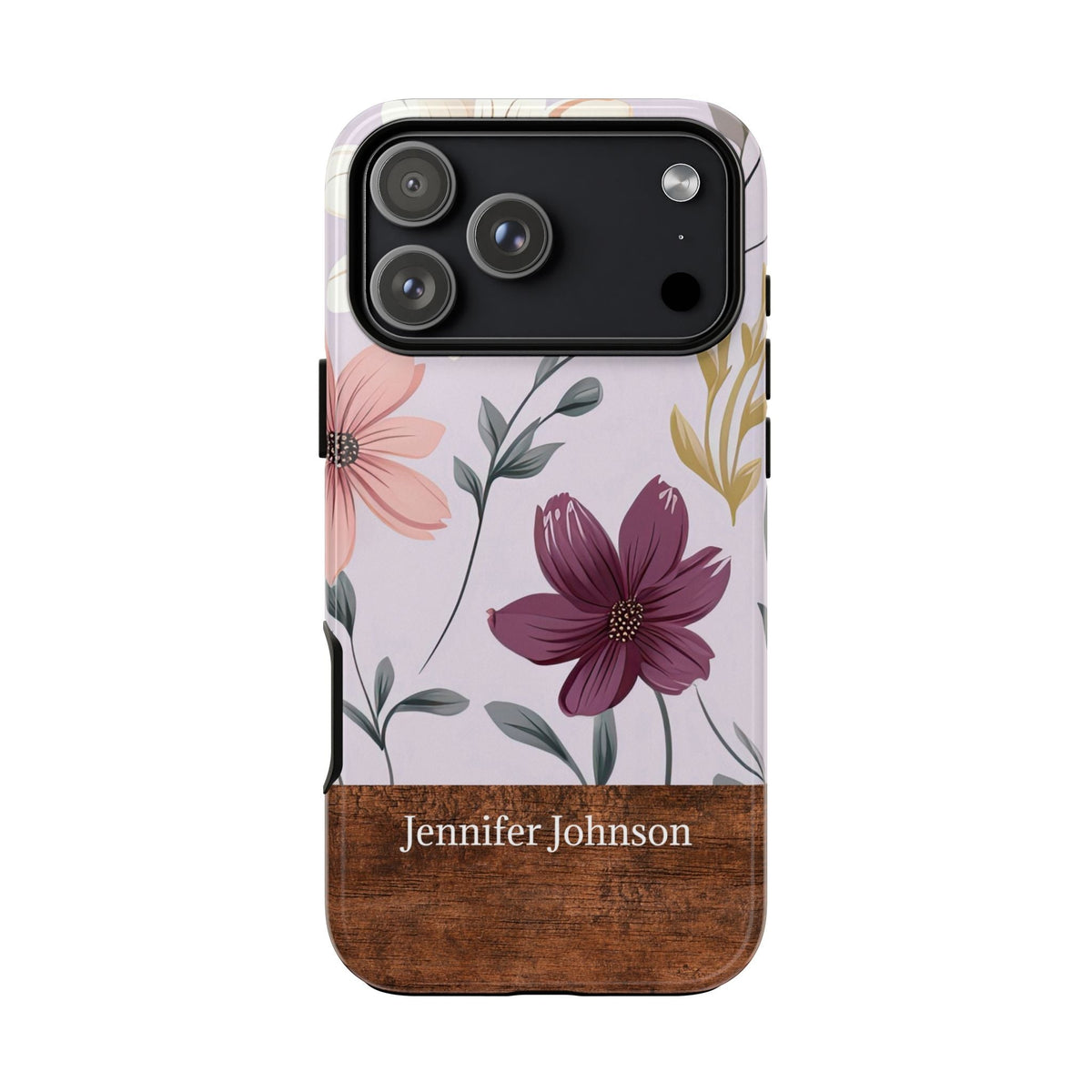 Cover Personalizzata con Nome – Design Floreale ed Effetto Legno
