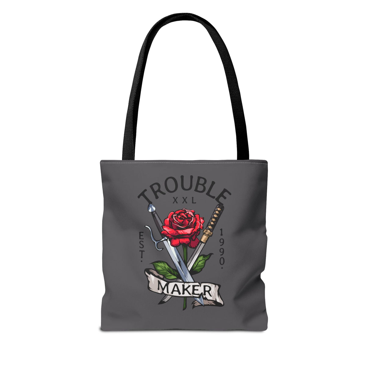Trouble Maker Borsa in tessuto – Rose & Schwerter Tattoo design