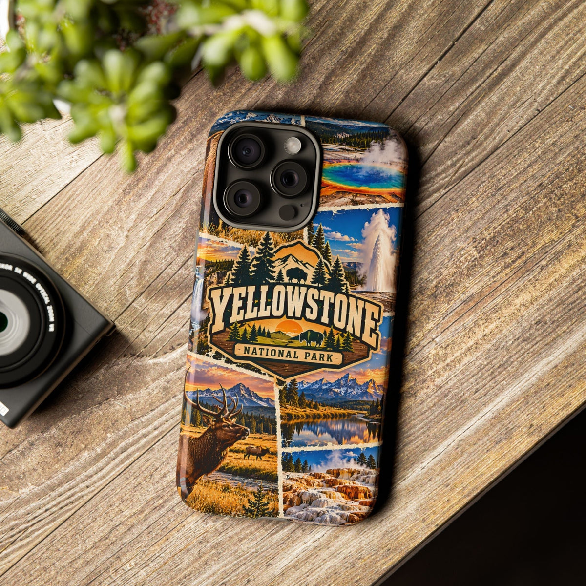 Yellowstone-Nationalpark Cover robusta – Vintage-Wildtier-Collage