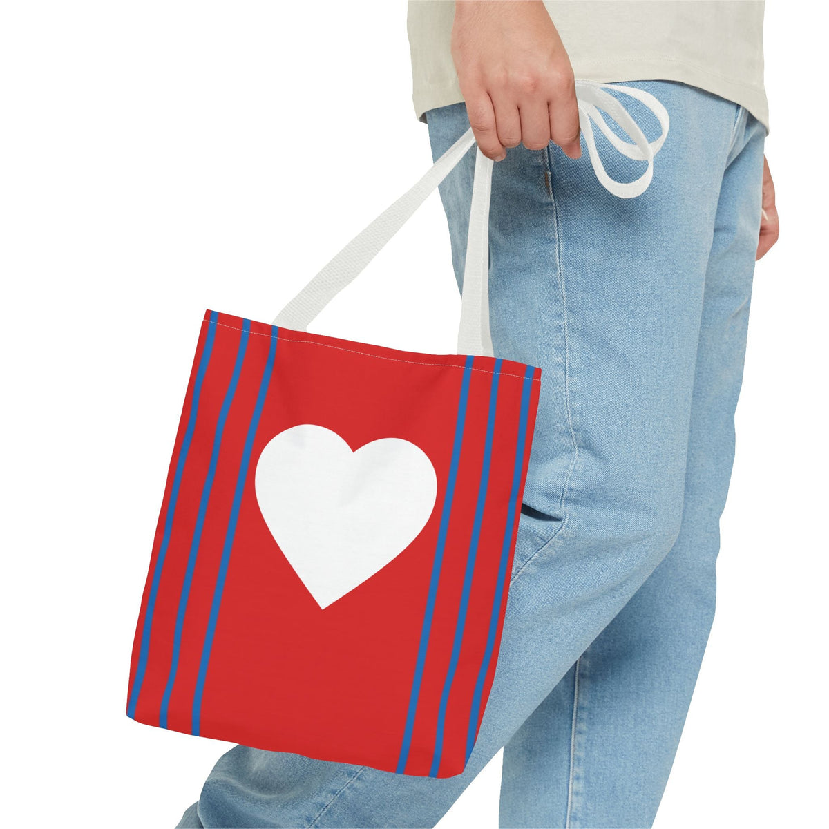 Borsa in tessuto Cuore – Design Rosso con Cuore Bianco