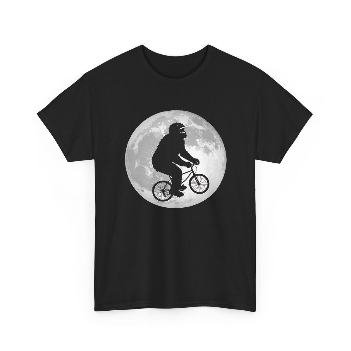 T-Shirt Bigfoot in Bicicletta – Design Luna e Avventura