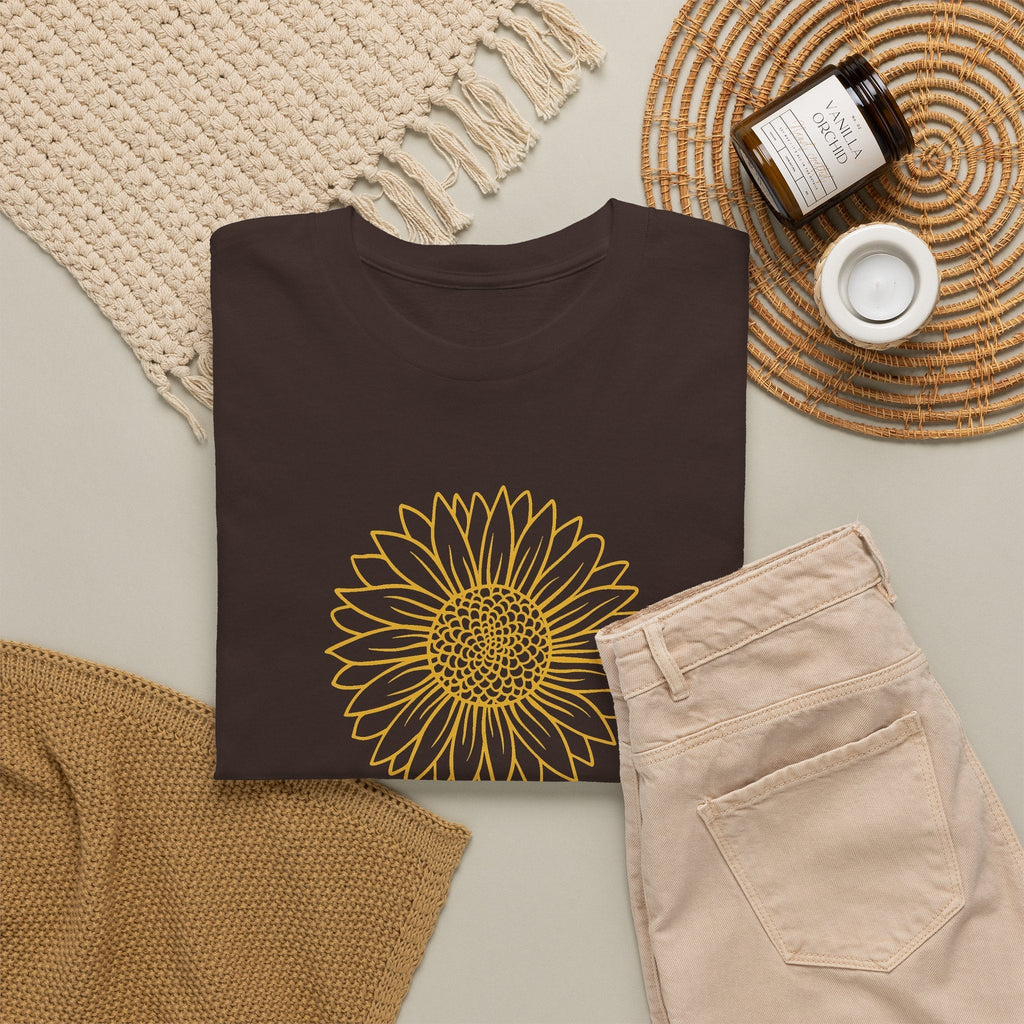 T-Shirt Girasole Minimal – Design Floreale Line Art