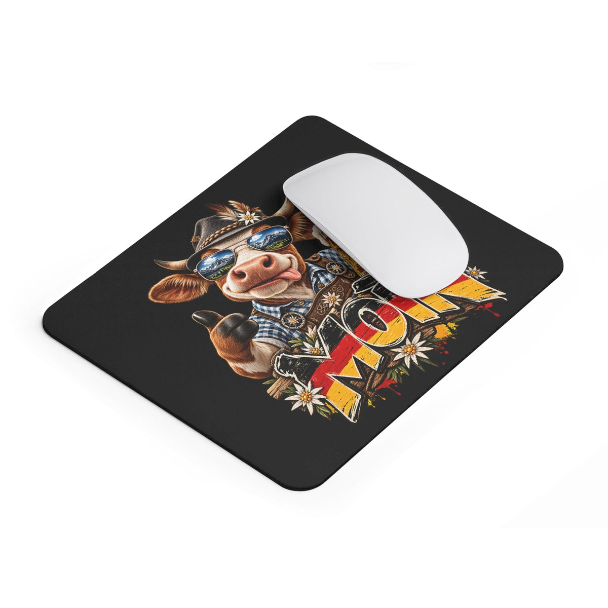 Moin Mousepad – divertente Kuh con Bier – Mousepad von MALUX, 23,2 × 19,4 cm