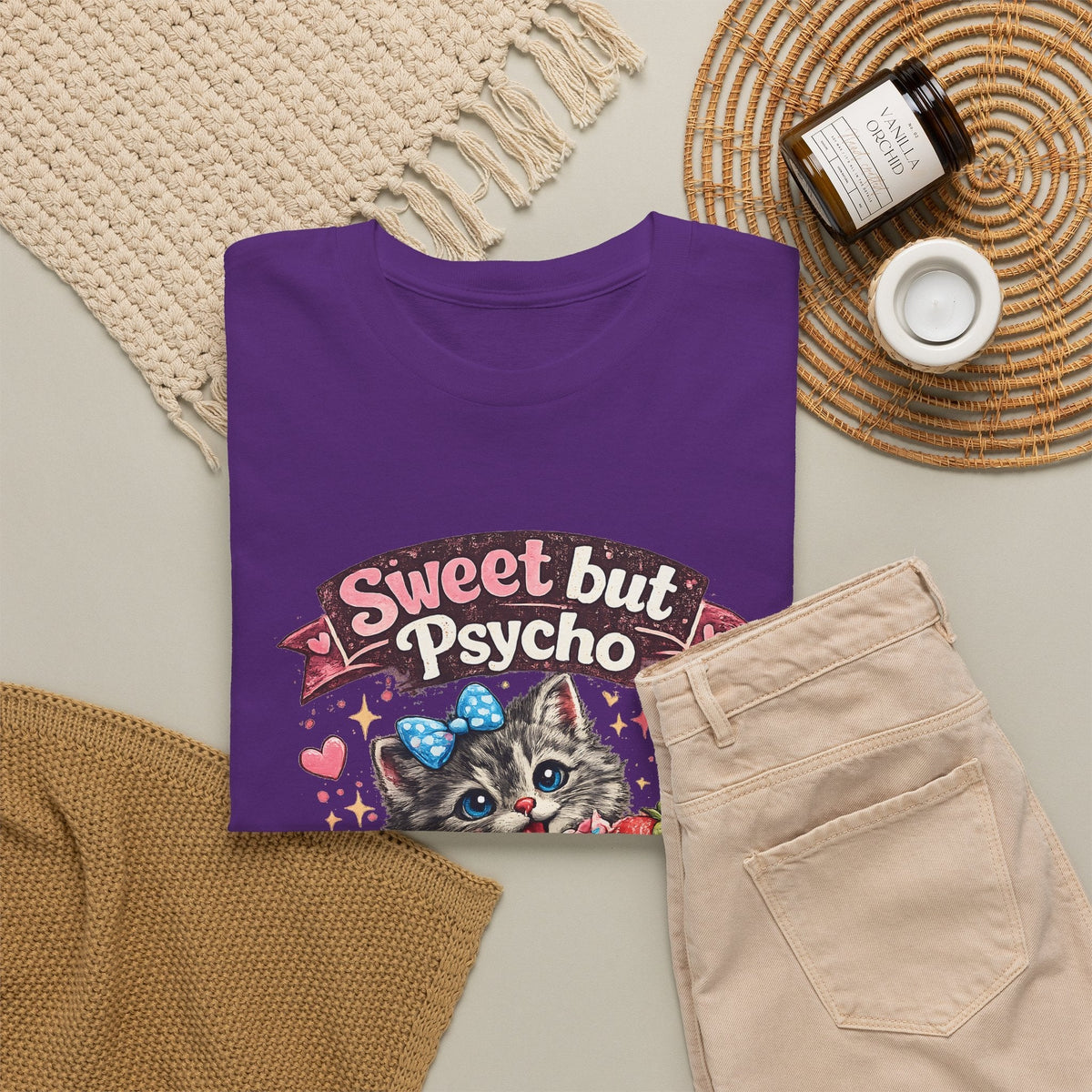 T-Shirt Dolce ma Pazzo – Gatto Kawaii Divertente