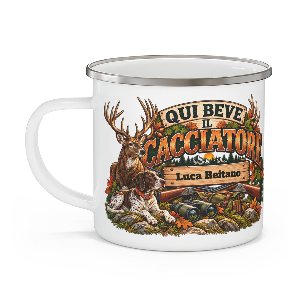 Tazza da Campeggio Personalizzata con Nome – Qui Beve il Cacciatore