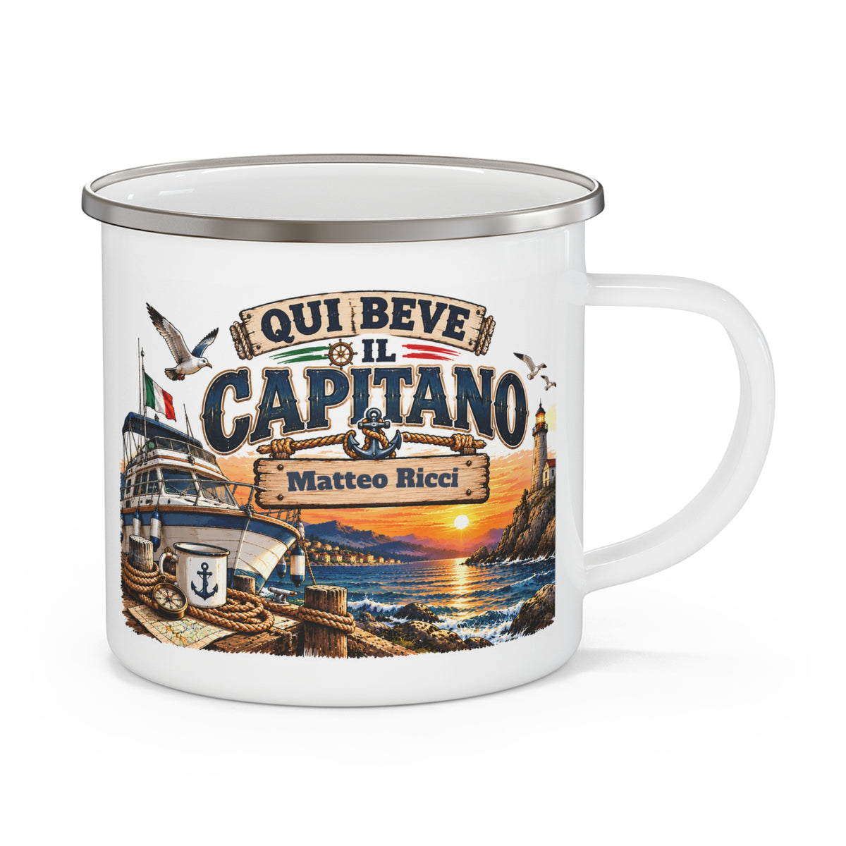 Tazza da Campeggio Personalizzata con Nome – Qui Beve il Capitano