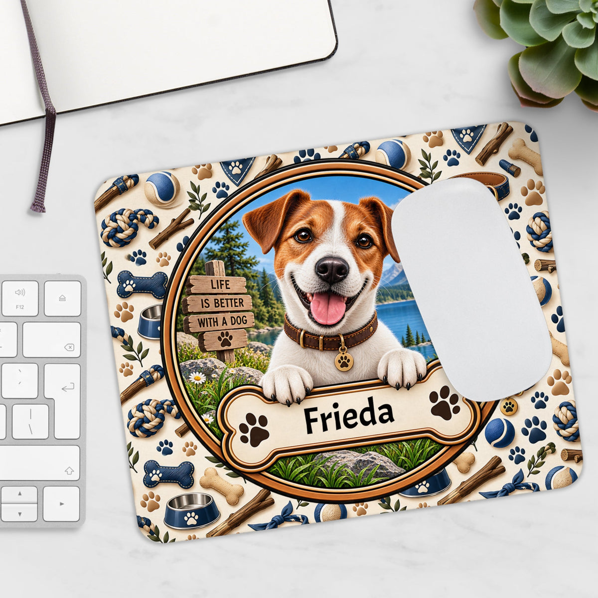 Personalizzato Jack-Russell-Terrier-Mousepad con nome – Mousepad von MALUX, 23,2 × 19,4 cm