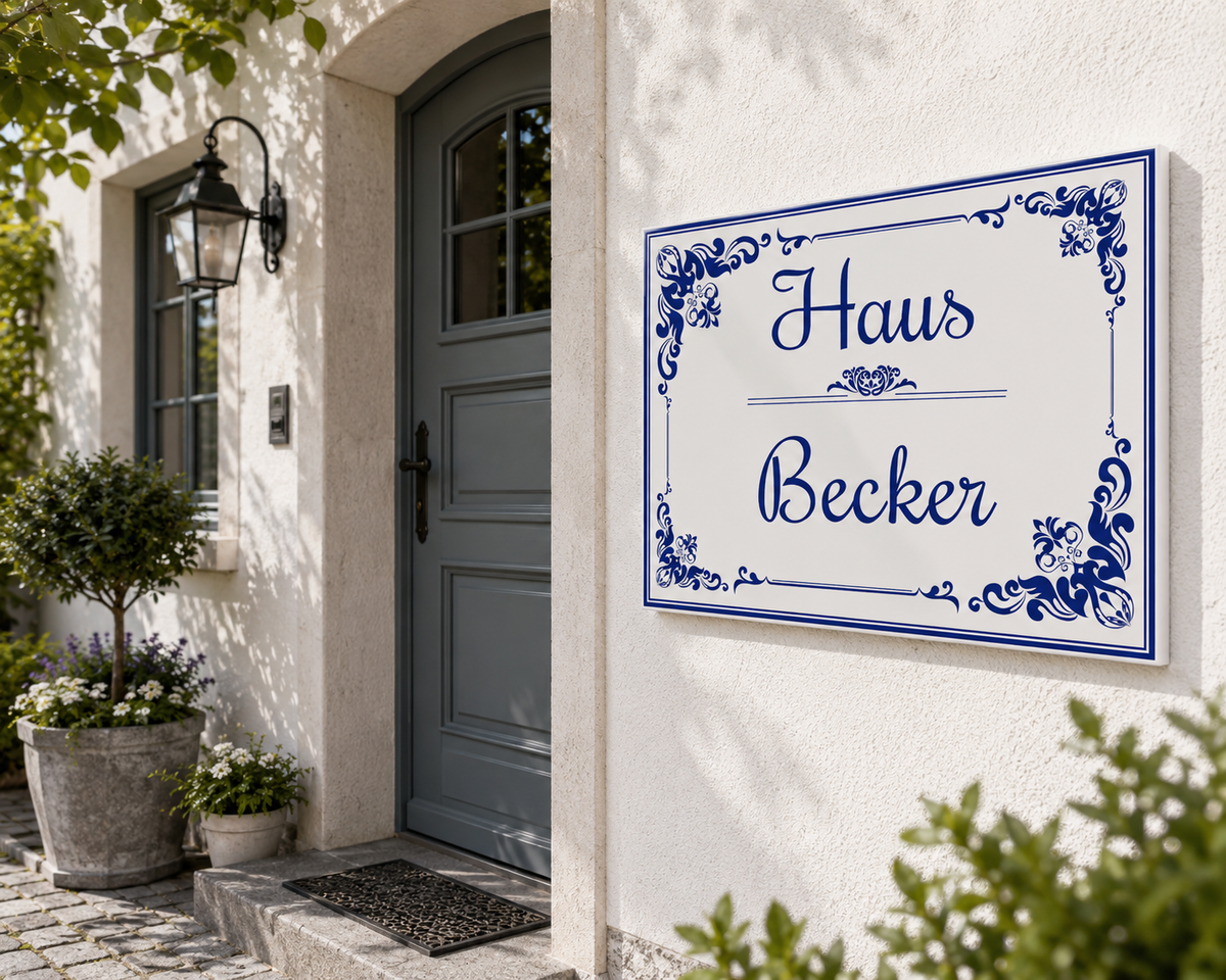 Personalizzato Targa per casa aus Keramik 20×25 cm – Klassisch – S8