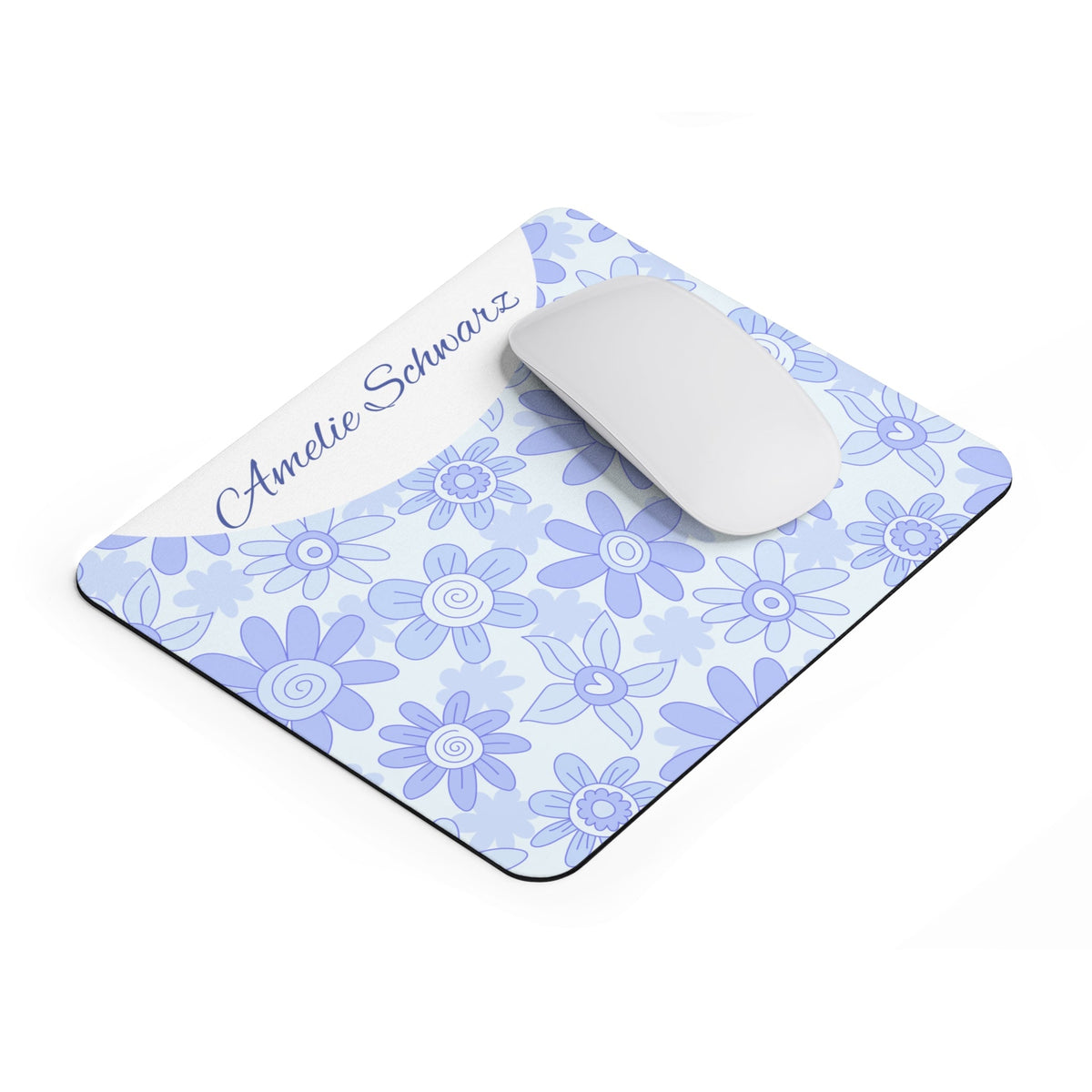 Personalizzato fiori Mousepad con nome – design floreale – Mousepad von MALUX, 23,2 × 19,4 cm