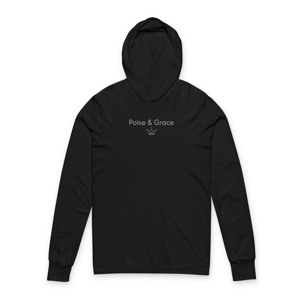 Poise & Grace Hooded Long Sleeve Tee — Minimalistisches Kronenmotiv – MALUX