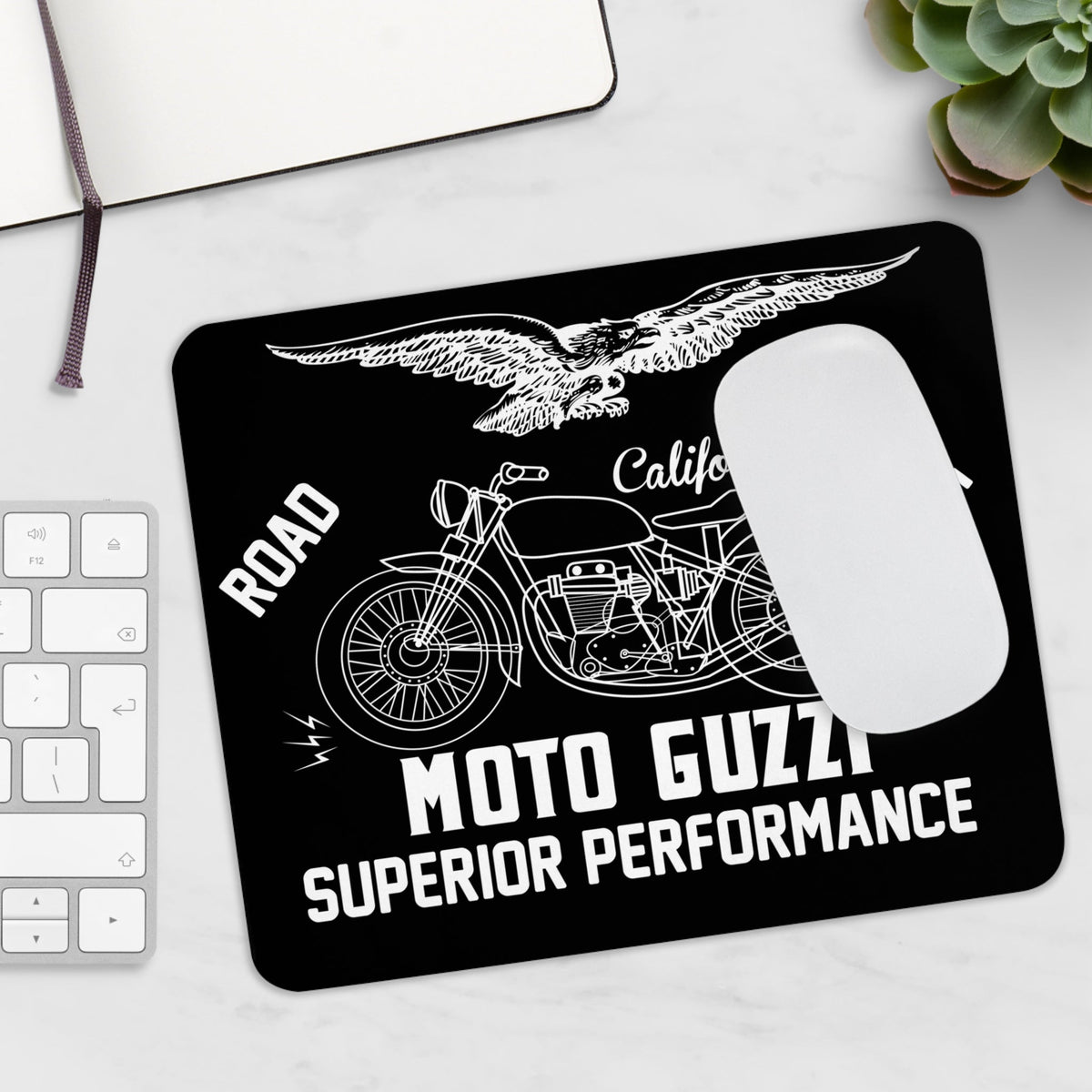 Moto Guzzi California Mousepad – Retro design moto – Mousepad von MALUX, 23,2 × 19,4 cm