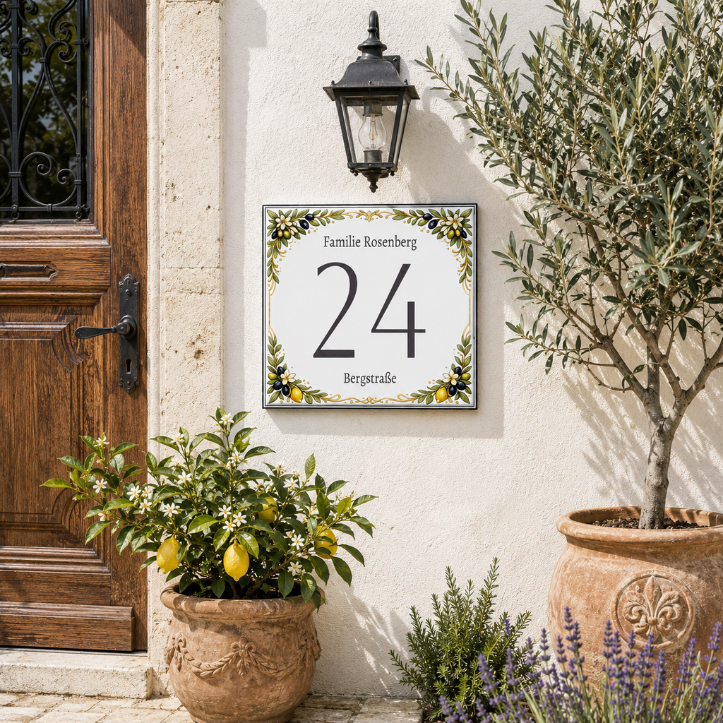 Personalizzato Targa con numero civico Bari – Keramik 15 × 15 cm P81