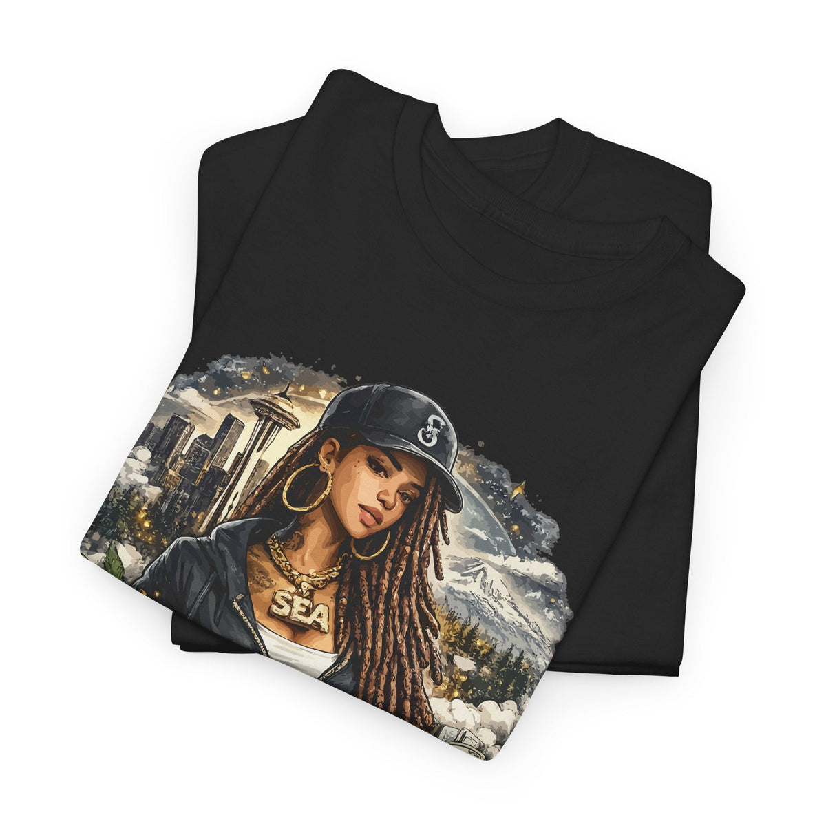 T-Shirt Seattle – Skyline, Caffè e Ritratto Vintage