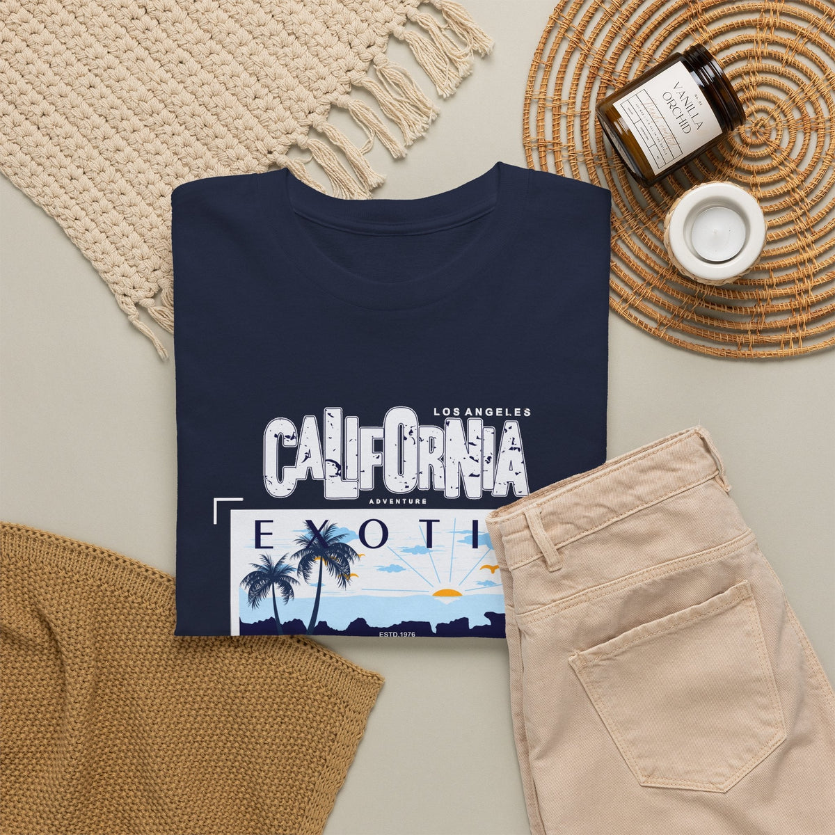 T-Shirt Spiaggia della California – Tramonto e Costa