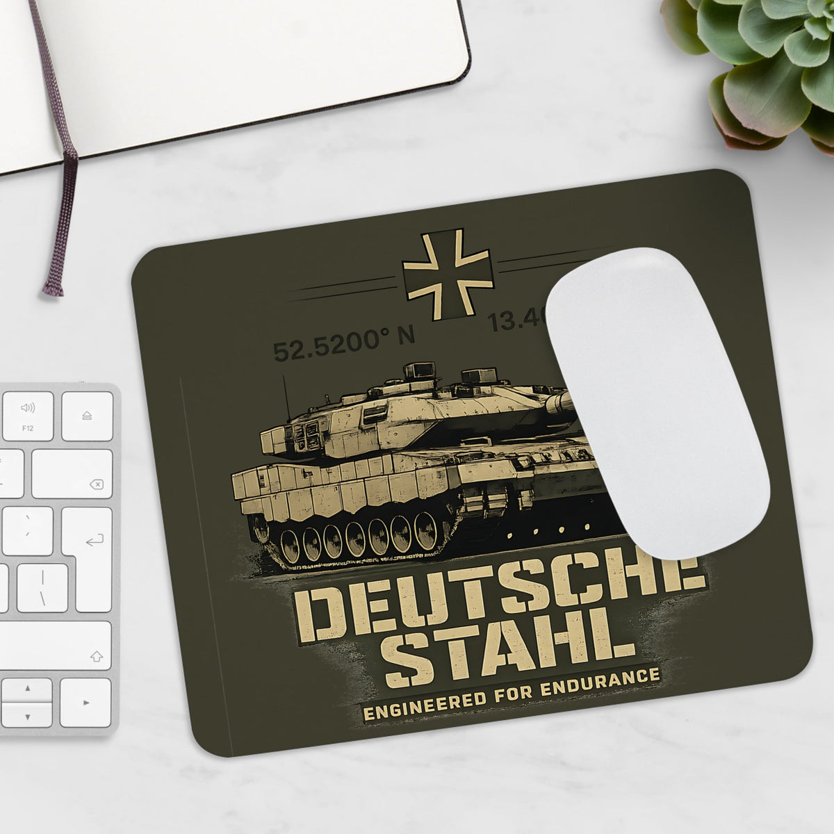 Italiano Stahl Mousepad – design militare – Mousepad von MALUX, 23,2 × 19,4 cm