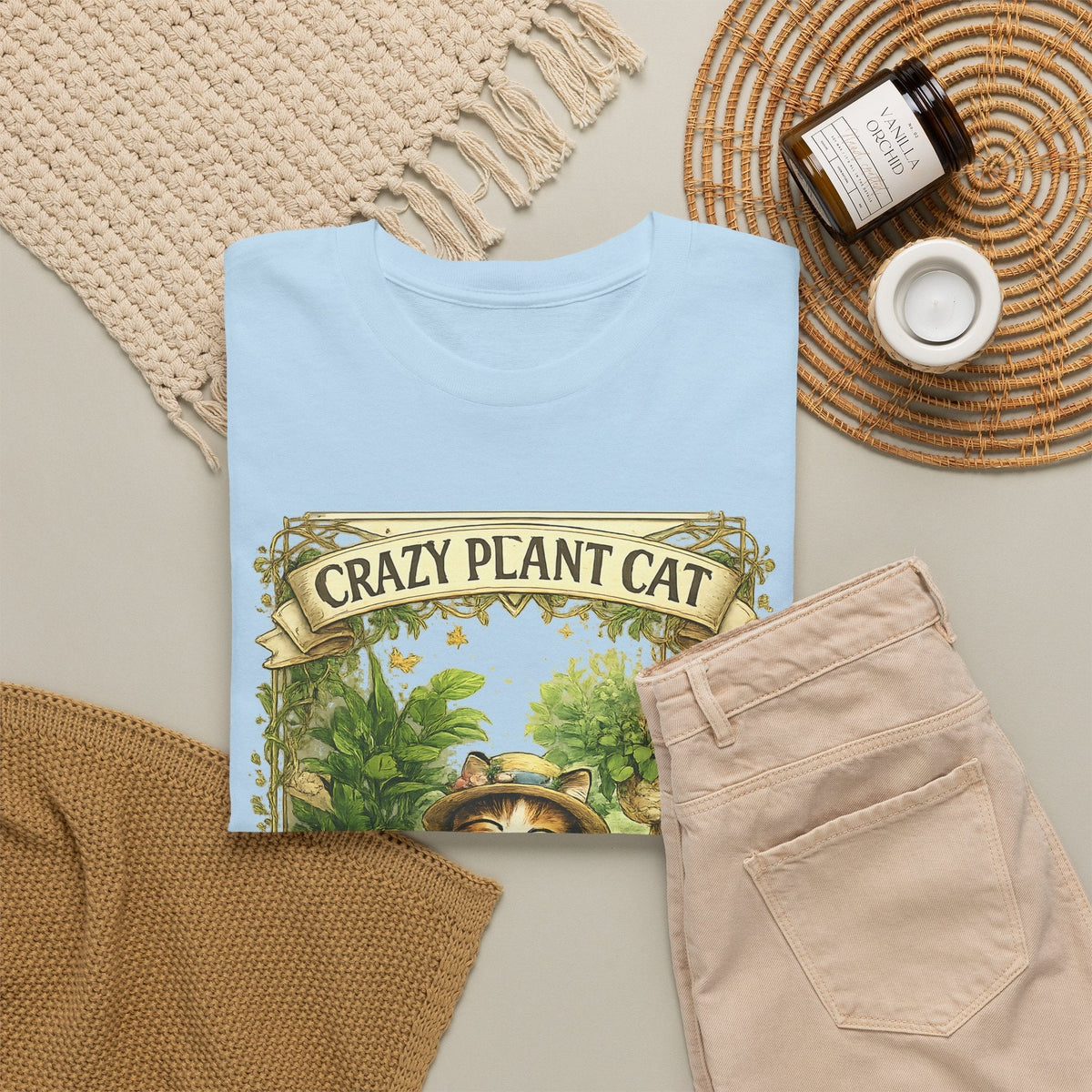 T-Shirt Gatto e Piante – Design Divertente