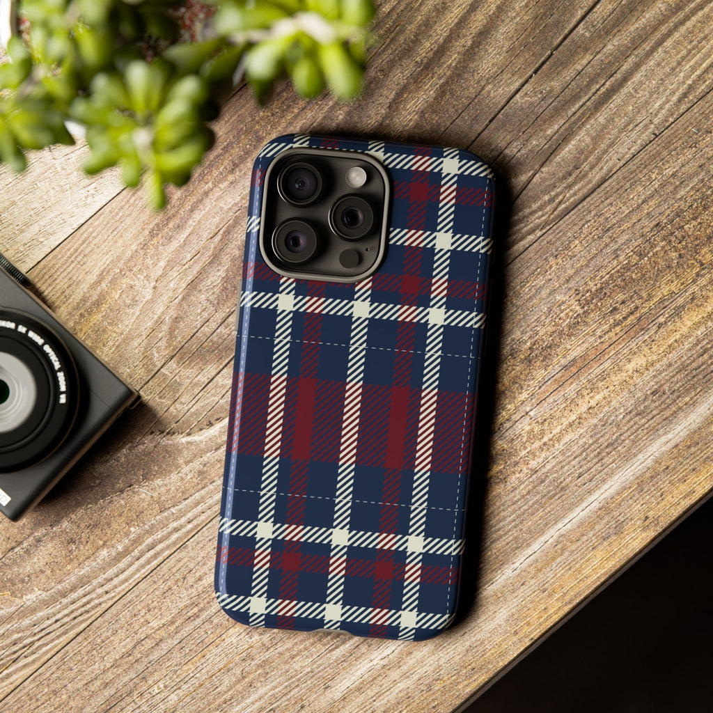 Blu navyes Karo Cover per smartphone – Cover robusta con klassischem Tartan