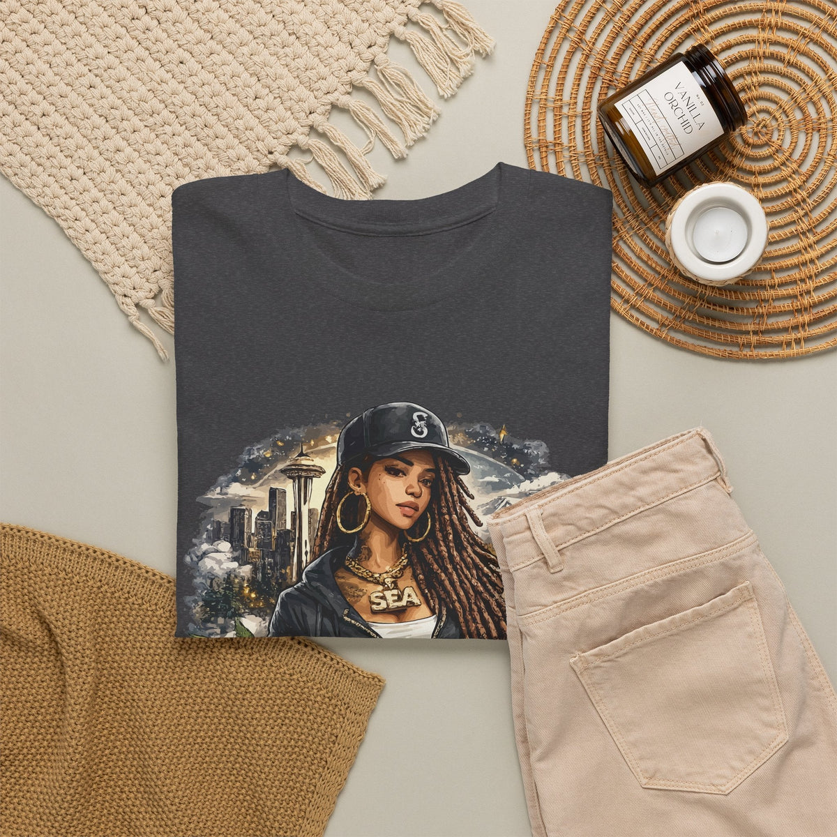 T-Shirt Seattle – Skyline, Caffè e Ritratto Vintage
