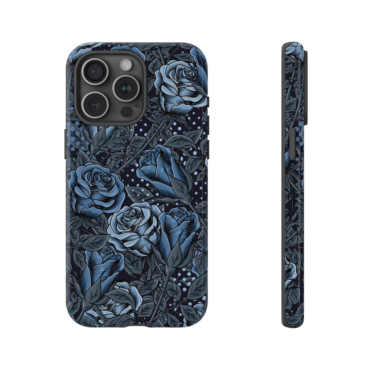 Dunkelblaue Rose Cover per smartphone – Cover robusta con Gothic-Blumen