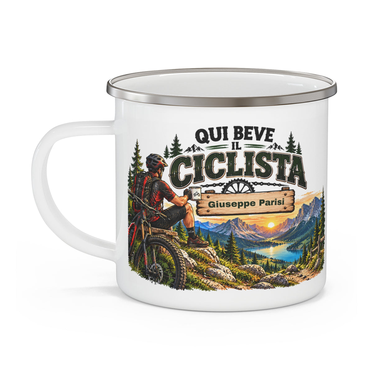 Tazza da Campeggio Personalizzata con Nome – Qui Beve il Ciclista
