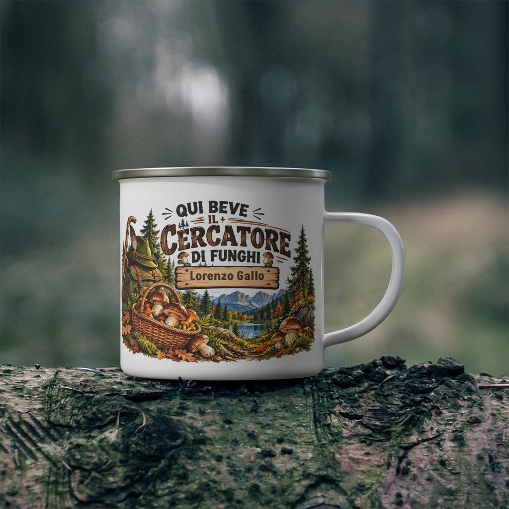 Tazza da Campeggio Personalizzata con Nome – Cercatore di Funghi