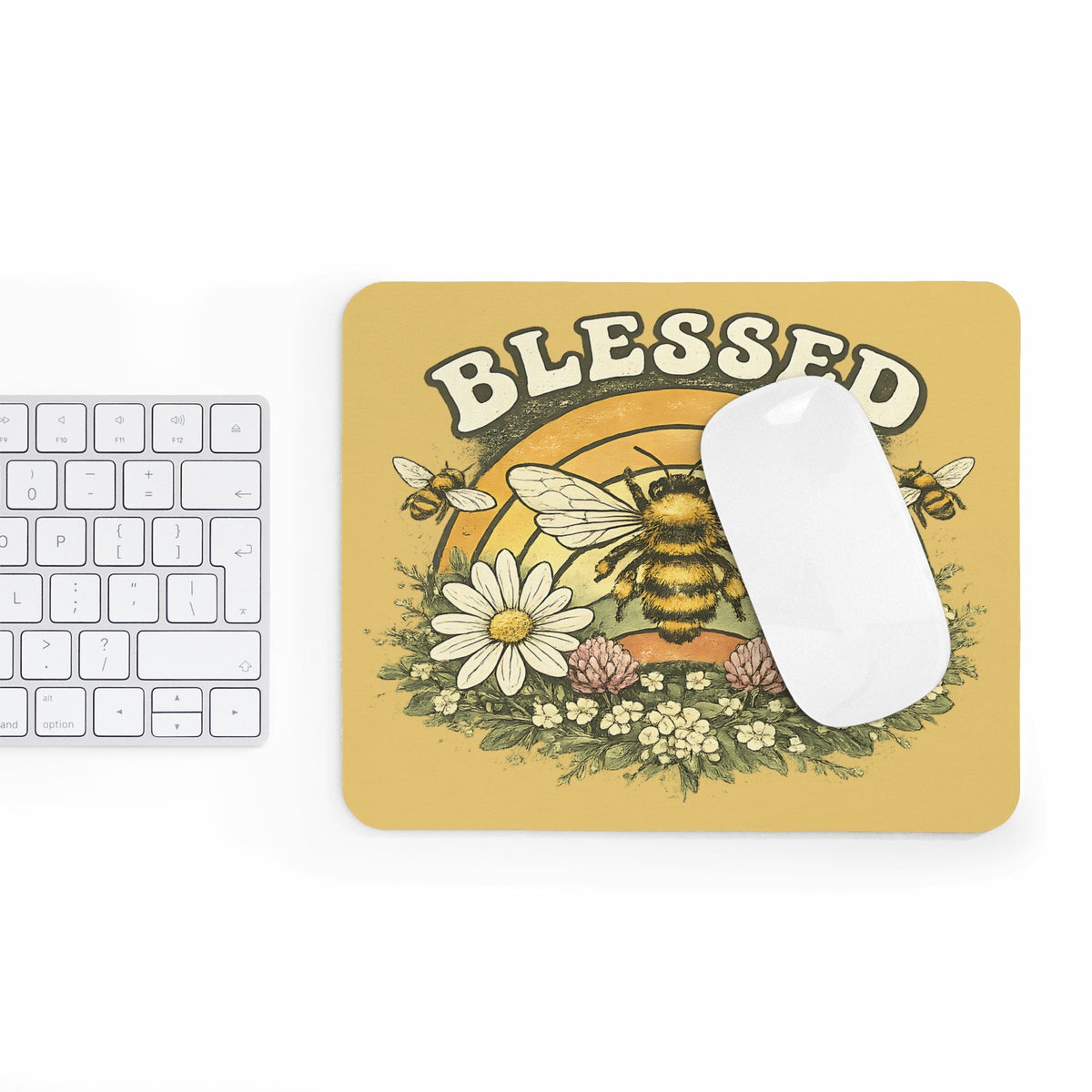 Blessed Bienen Mousepad – fiori & naturaale design – Mousepad von MALUX, 23,2 × 19,4 cm