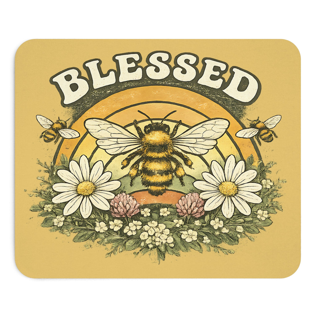 Blessed Bienen Mousepad – fiori & naturaale design – Mousepad von MALUX, 23,2 × 19,4 cm