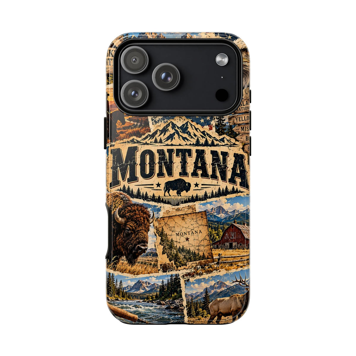 Montana-Reise-Collage Cover per smartphone – Cover robusta im Western-Vintage-Stil