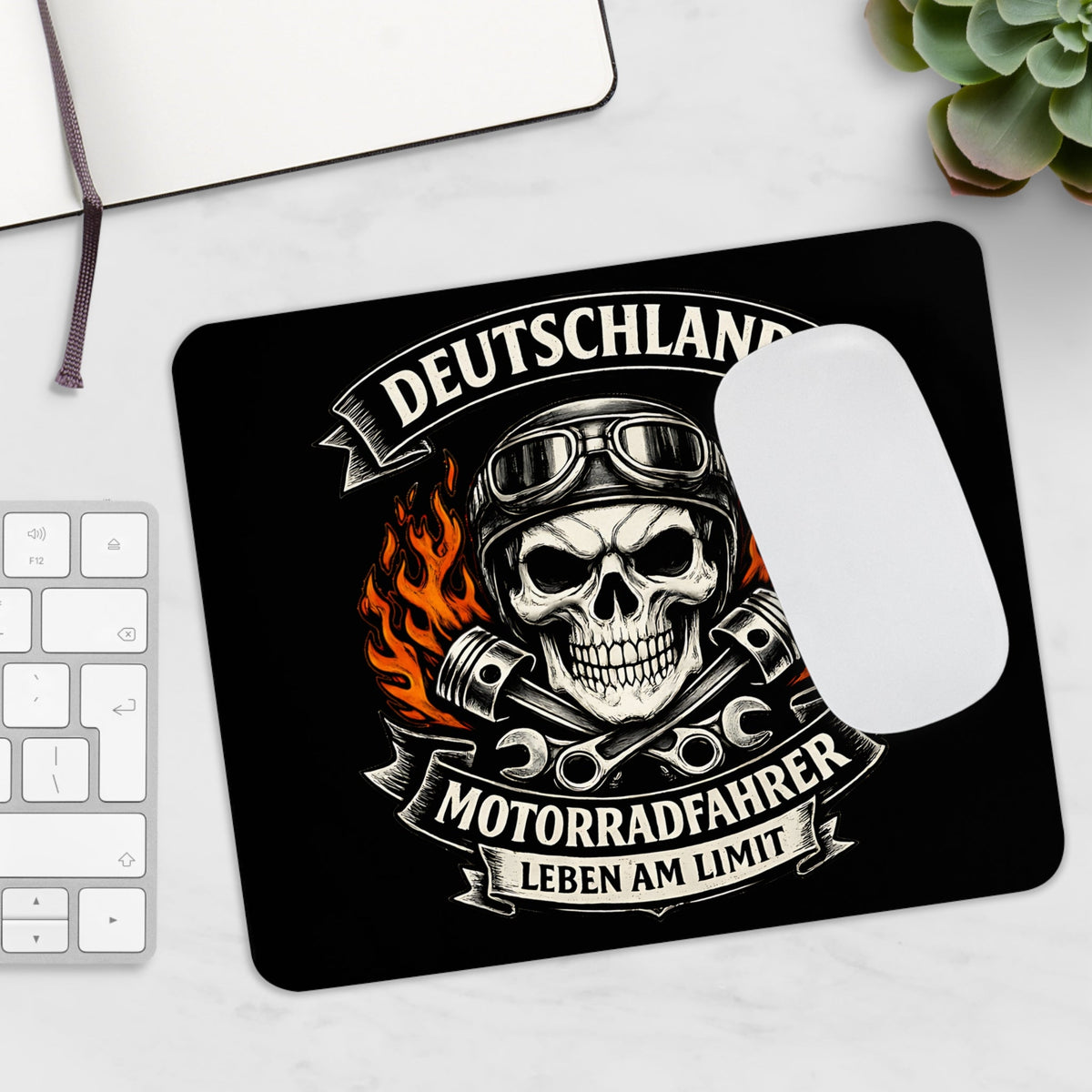 Italia motociclista Mousepad – design biker con teschio – Mousepad von MALUX, 23,2 × 19,4 cm