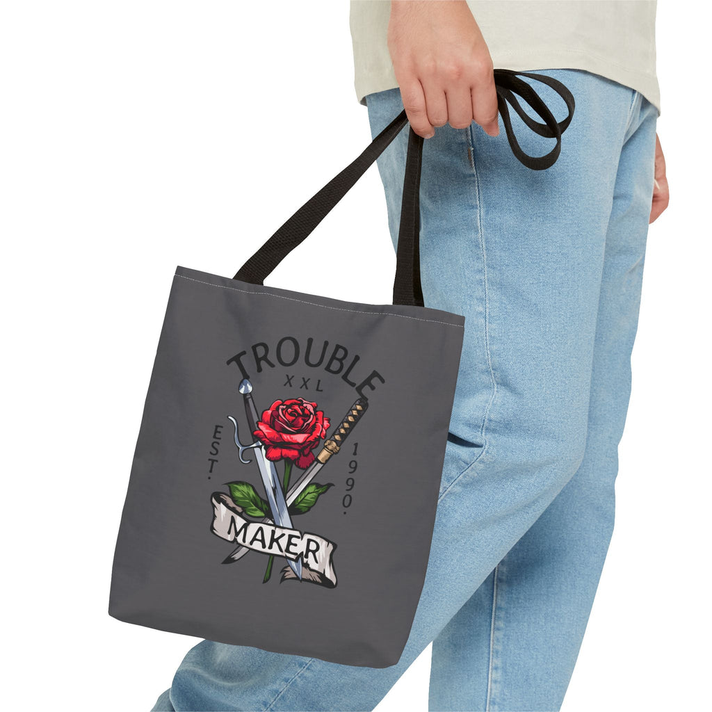 Trouble Maker Borsa in tessuto – Rose & Schwerter Tattoo design