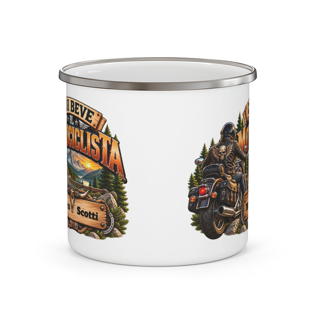 Tazza da Campeggio Personalizzata con Nome – Qui Beve il Motociclista