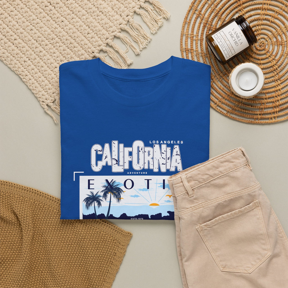 T-Shirt Spiaggia della California – Tramonto e Costa
